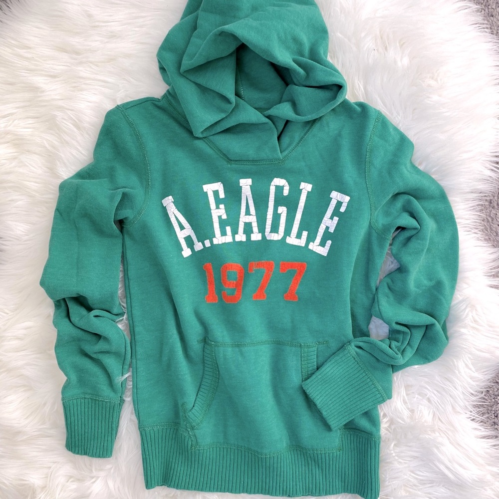 American Eagle Green Hooded Sweatshirt